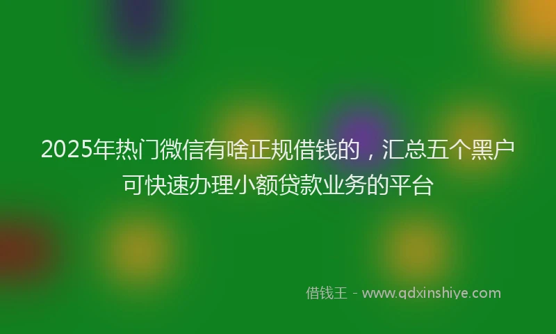 2025年热门微信有啥正规借钱的，汇总五个黑户可快速办理小额贷款业务的平台