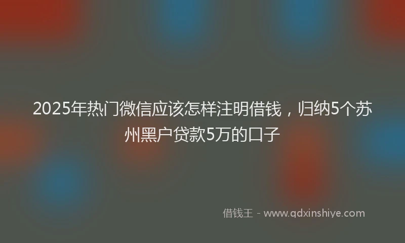 2025年热门微信应该怎样注明借钱，归纳5个苏州黑户贷款5万的口子