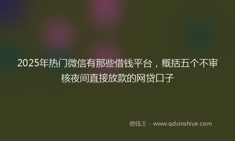 2025年热门微信有那些借钱平台，概括五个不审核夜间直接放款的网贷口子