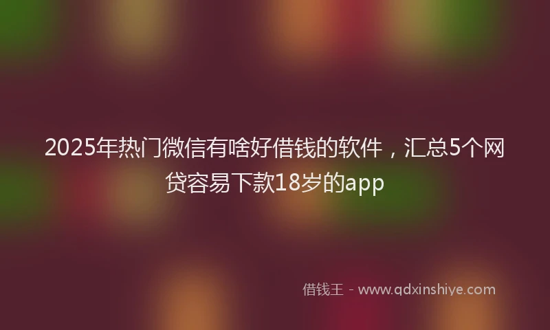 2025年热门微信有啥好借钱的软件，汇总5个网贷容易下款18岁的app