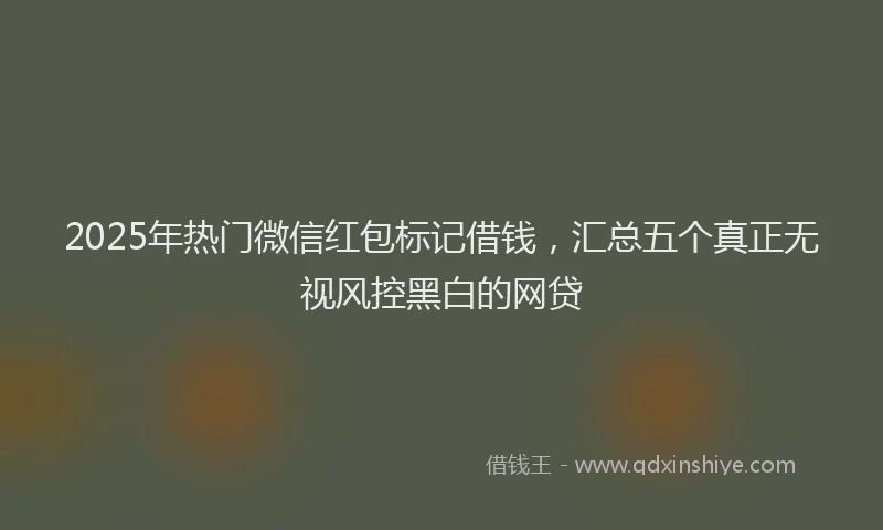 2025年热门微信红包标记借钱，汇总五个真正无视风控黑白的网贷