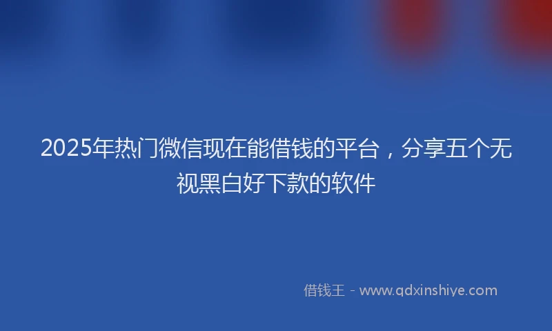 2025年热门微信现在能借钱的平台，分享五个无视黑白好下款的软件