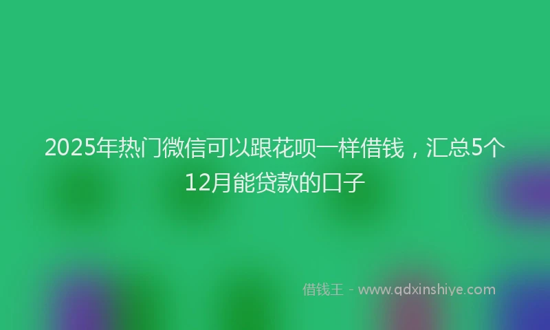 2025年热门微信可以跟花呗一样借钱，汇总5个12月能贷款的口子
