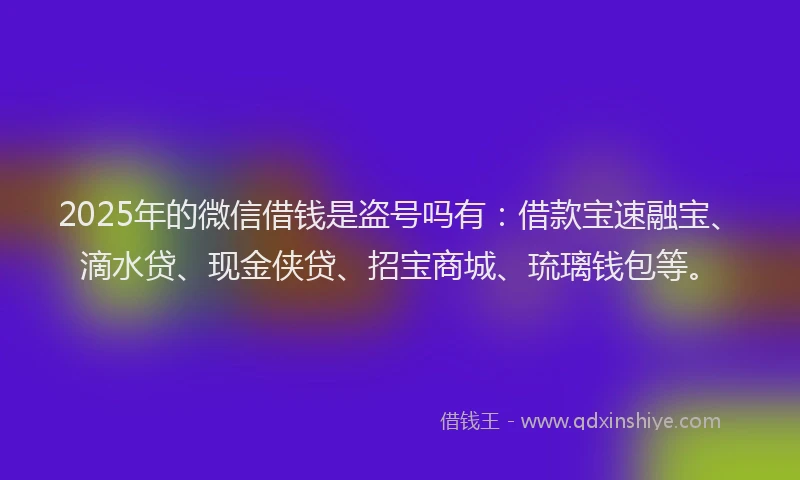 2025年的微信借钱是盗号吗有：借款宝速融宝、滴水贷、现金侠贷、招宝商城、琉璃钱包等。