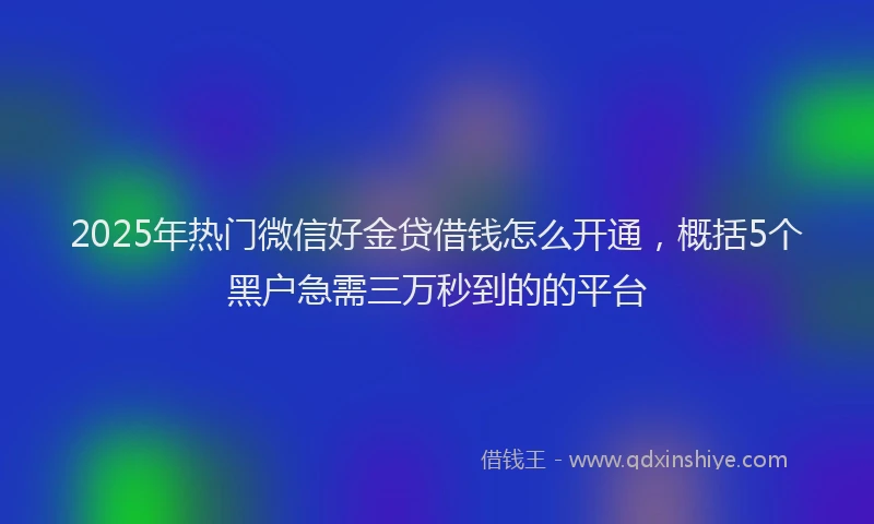 2025年热门微信好金贷借钱怎么开通，概括5个黑户急需三万秒到的的平台