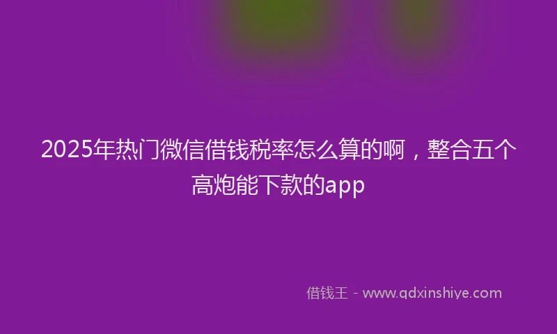 2025年热门微信借钱税率怎么算的啊，整合五个高炮能下款的app