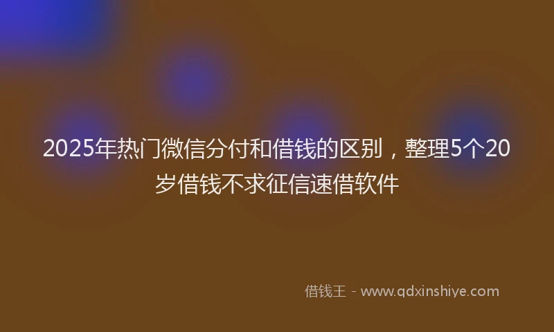 2025年热门微信分付和借钱的区别，整理5个20岁借钱不求征信速借软件