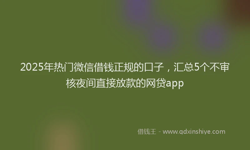 2025年热门微信借钱正规的口子，汇总5个不审核夜间直接放款的网贷app
