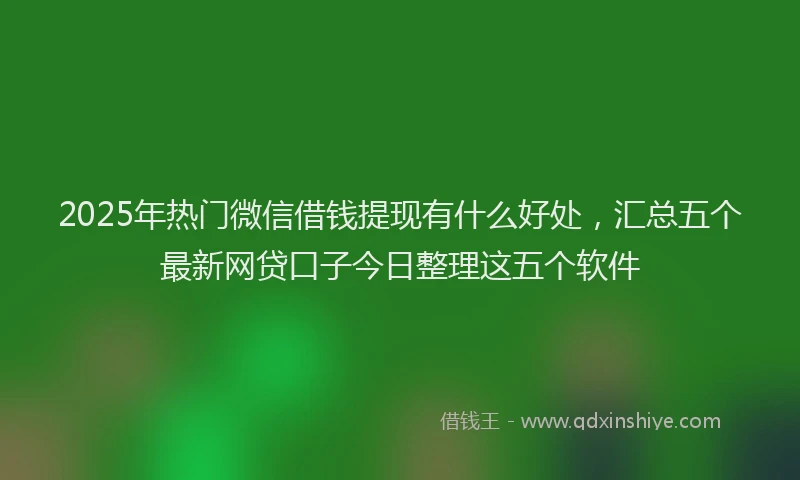 2025年热门微信借钱提现有什么好处，汇总五个最新网贷口子今日整理这五个软件