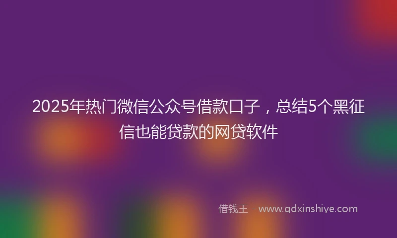 2025年热门微信公众号借款口子，总结5个黑征信也能贷款的网贷软件