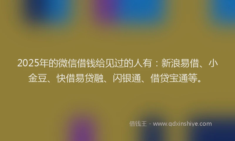 2025年的微信借钱给见过的人有：新浪易借、小金豆、快借易贷融、闪银通、借贷宝通等。
