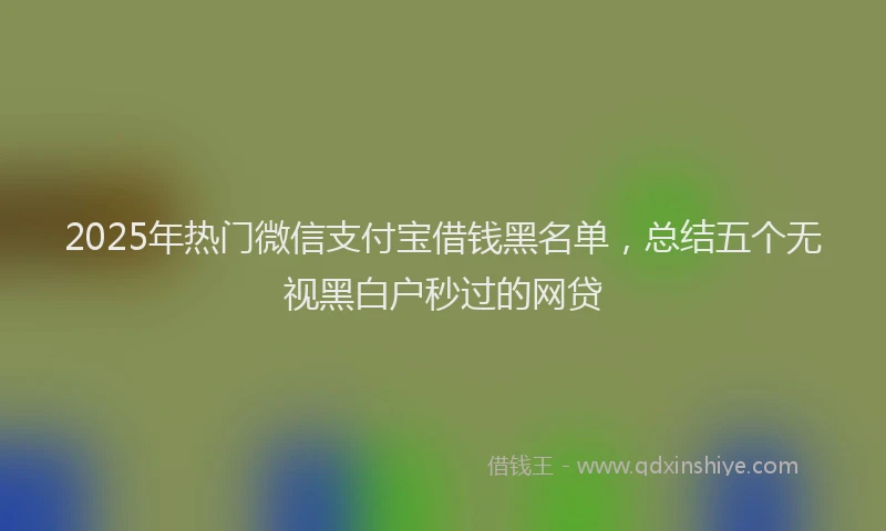 2025年热门微信支付宝借钱黑名单，总结五个无视黑白户秒过的网贷