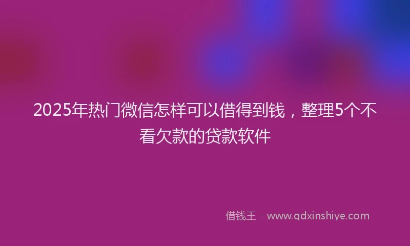 2025年热门微信怎样可以借得到钱，整理5个不看欠款的贷款软件