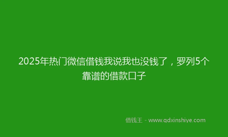 2025年热门微信借钱我说我也没钱了，罗列5个靠谱的借款口子
