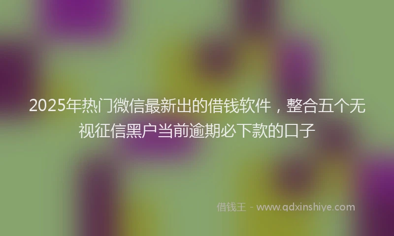 2025年热门微信最新出的借钱软件，整合五个无视征信黑户当前逾期必下款的口子