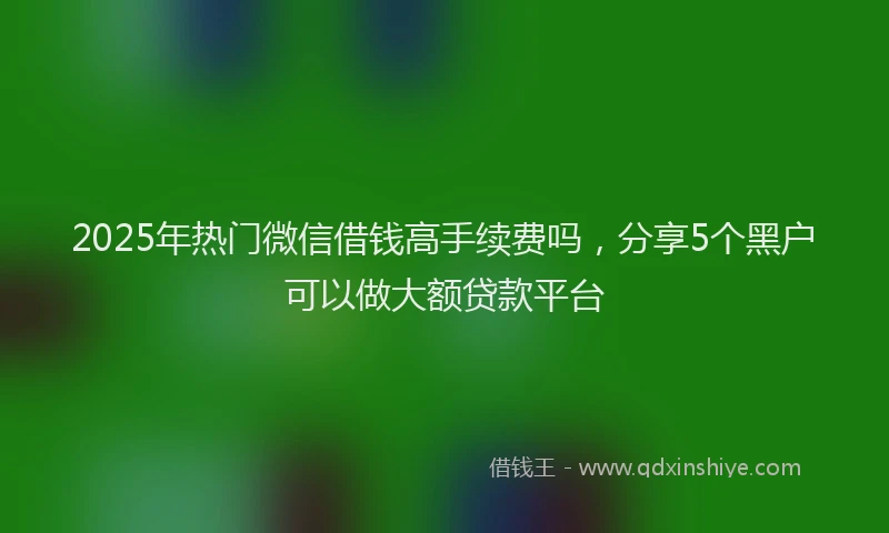 2025年热门微信借钱高手续费吗，分享5个黑户可以做大额贷款平台