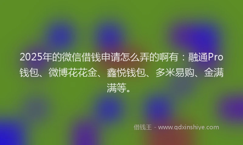 2025年的微信借钱申请怎么弄的啊有：融通Pro钱包、微博花花金、鑫悦钱包、多米易购、金满满等。