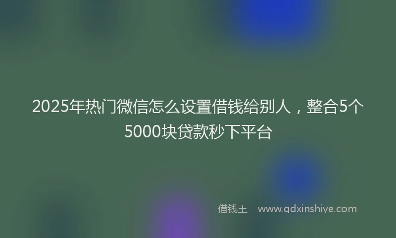 2025年热门微信怎么设置借钱给别人，整合5个5000块贷款秒下平台