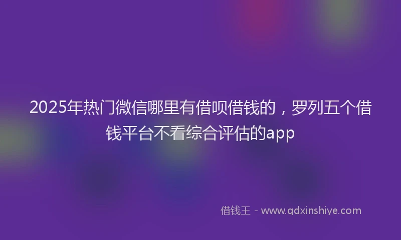 2025年热门微信哪里有借呗借钱的，罗列五个借钱平台不看综合评估的app