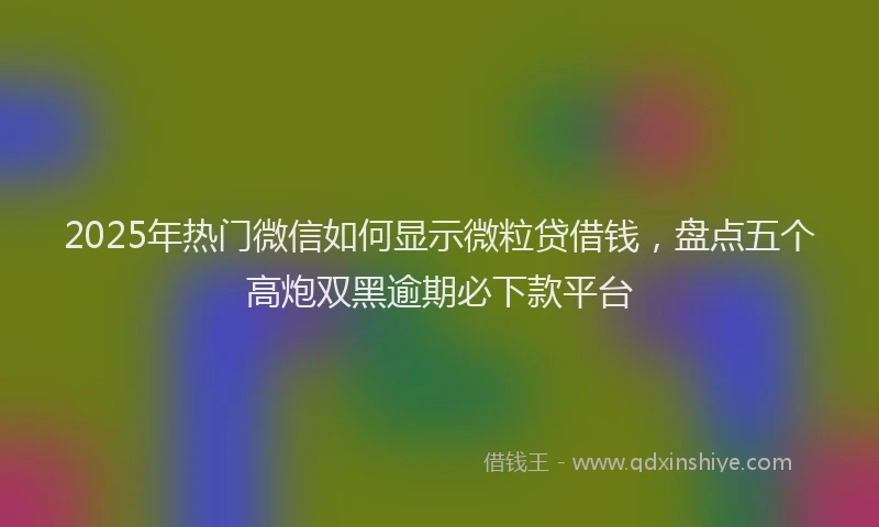 2025年热门微信如何显示微粒贷借钱，盘点五个高炮双黑逾期必下款平台