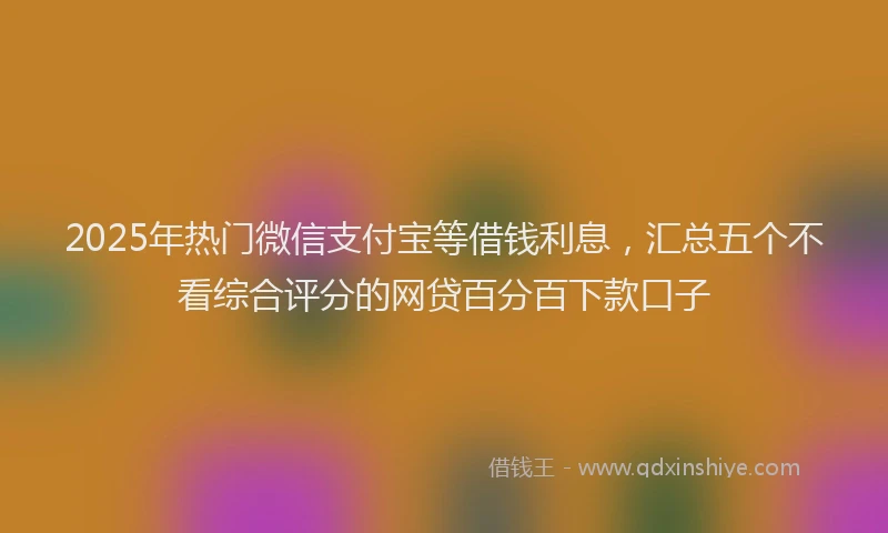 2025年热门微信支付宝等借钱利息，汇总五个不看综合评分的网贷百分百下款口子