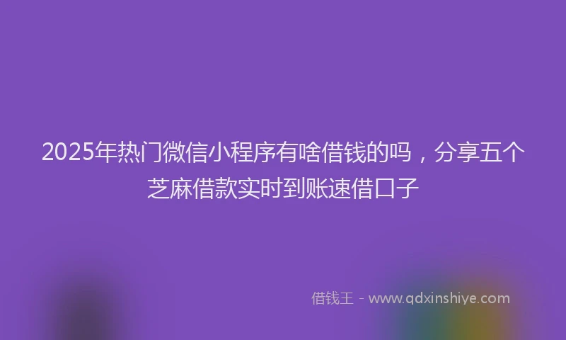2025年热门微信小程序有啥借钱的吗，分享五个芝麻借款实时到账速借口子