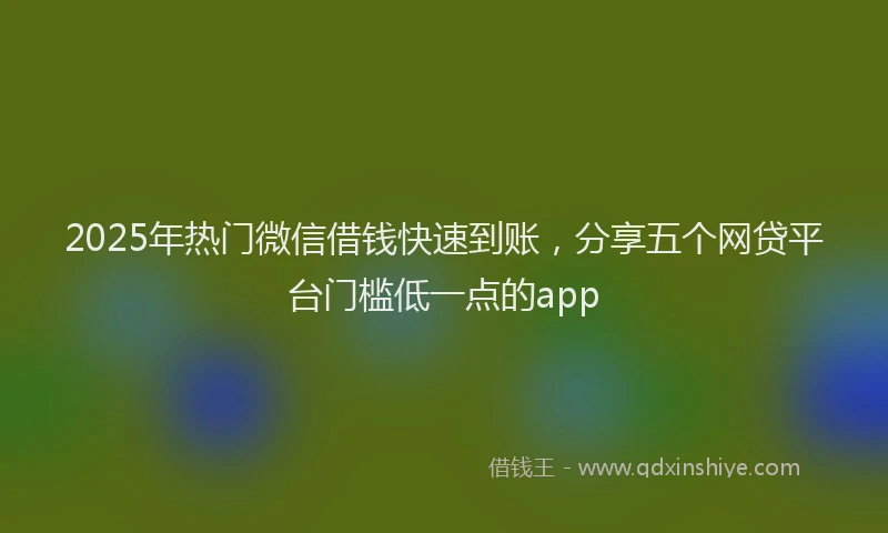 2025年热门微信借钱快速到账，分享五个网贷平台门槛低一点的app