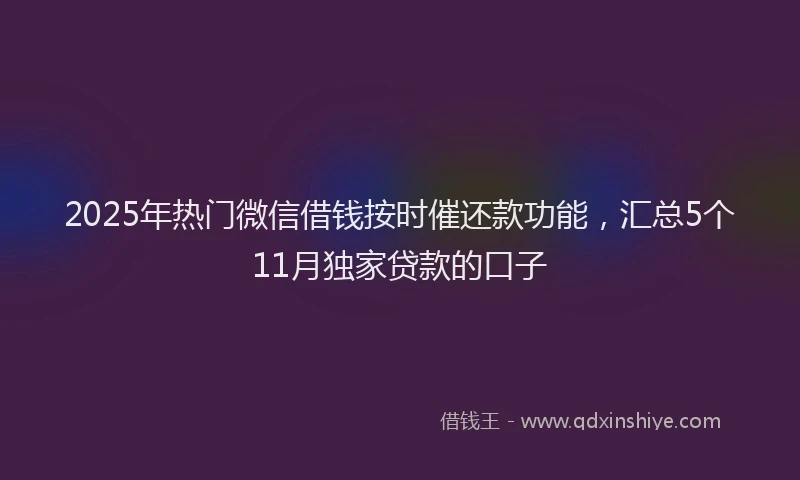 2025年热门微信借钱按时催还款功能，汇总5个11月独家贷款的口子