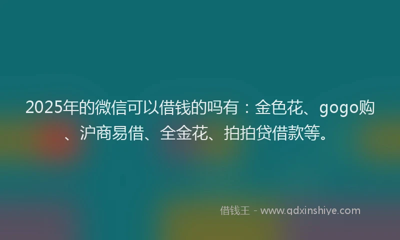 2025年的微信可以借钱的吗有：金色花、gogo购、沪商易借、全金花、拍拍贷借款等。