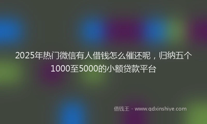 2025年热门微信有人借钱怎么催还呢，归纳五个1000至5000的小额贷款平台