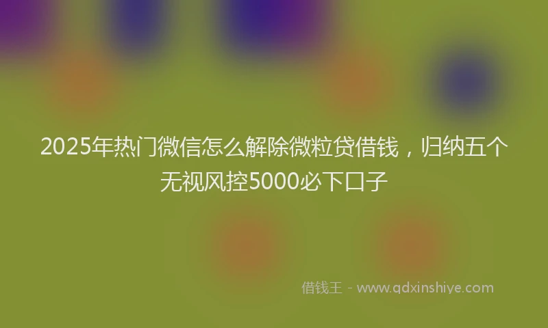 2025年热门微信怎么解除微粒贷借钱，归纳五个无视风控5000必下口子