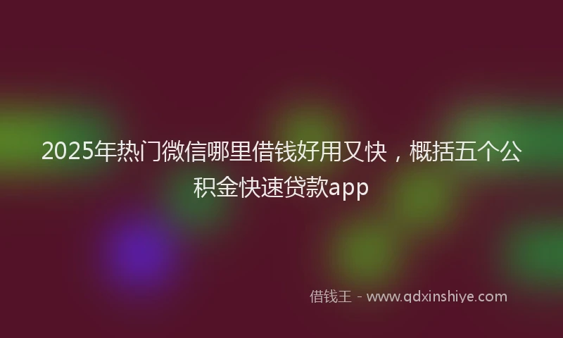 2025年热门微信哪里借钱好用又快，概括五个公积金快速贷款app