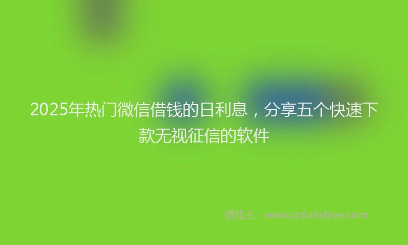 2025年热门微信借钱的日利息，分享五个快速下款无视征信的软件