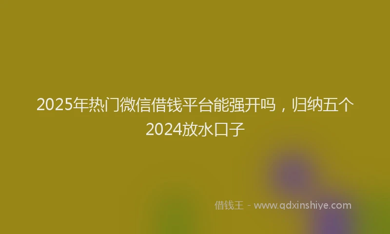 2025年热门微信借钱平台能强开吗，归纳五个2024放水口子