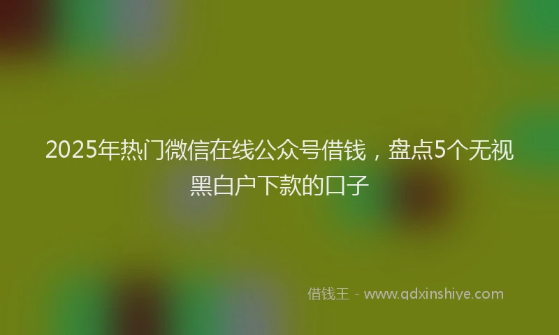 2025年热门微信在线公众号借钱，盘点5个无视黑白户下款的口子