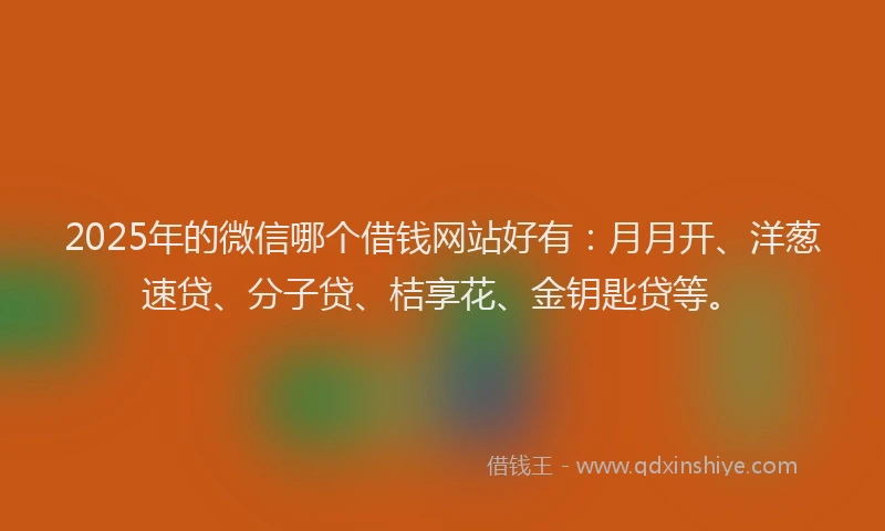 2025年的微信哪个借钱网站好有：月月开、洋葱速贷、分子贷、桔享花、金钥匙贷等。