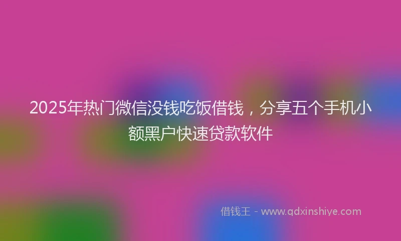 2025年热门微信没钱吃饭借钱，分享五个手机小额黑户快速贷款软件