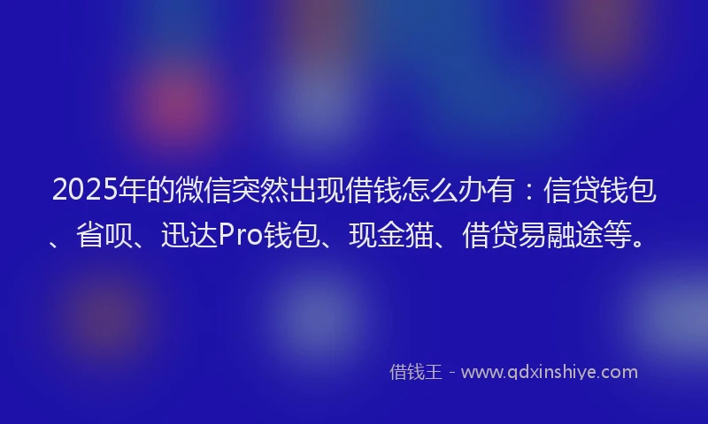 2025年的微信突然出现借钱怎么办有：信贷钱包、省呗、迅达Pro钱包、现金猫、借贷易融途等。