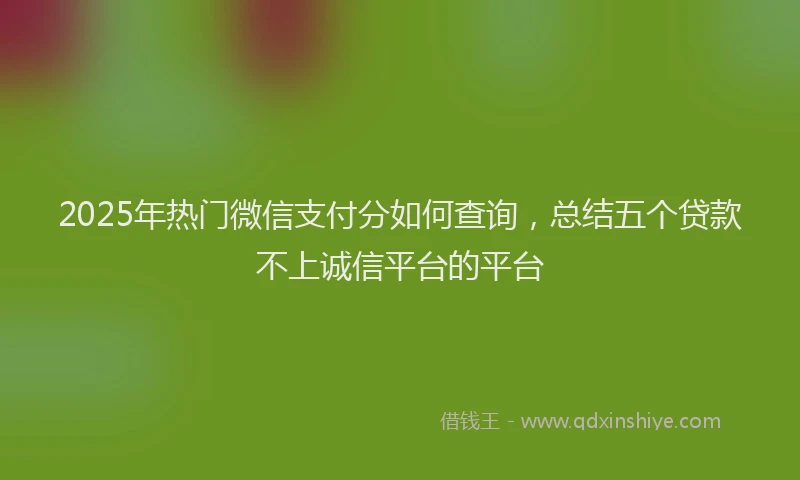 2025年热门微信支付分如何查询，总结五个贷款不上诚信平台的平台