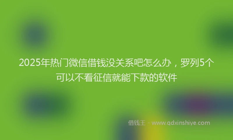 2025年热门微信借钱没关系吧怎么办，罗列5个可以不看征信就能下款的软件