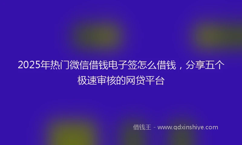 2025年热门微信借钱电子签怎么借钱，分享五个极速审核的网贷平台