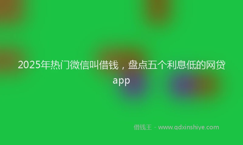 2025年热门微信叫借钱，盘点五个利息低的网贷app
