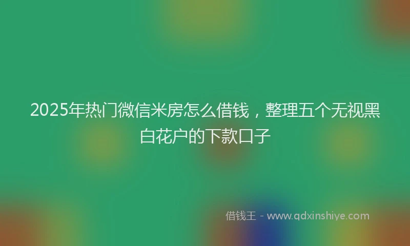2025年热门微信米房怎么借钱，整理五个无视黑白花户的下款口子