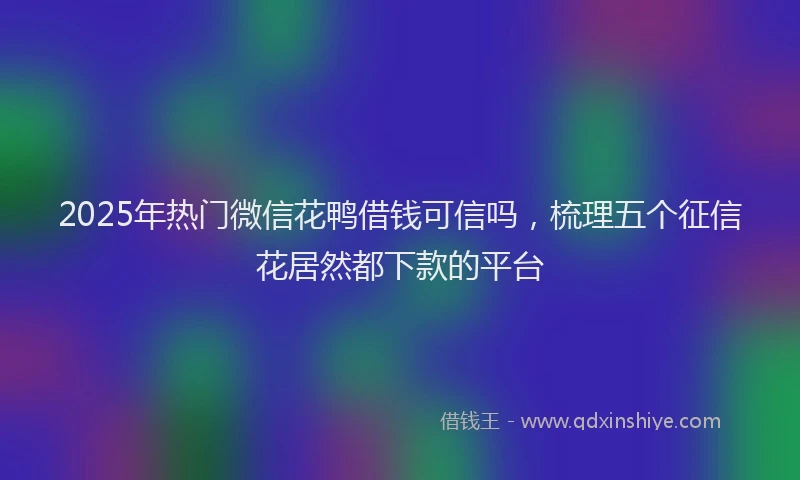 2025年热门微信花鸭借钱可信吗，梳理五个征信花居然都下款的平台