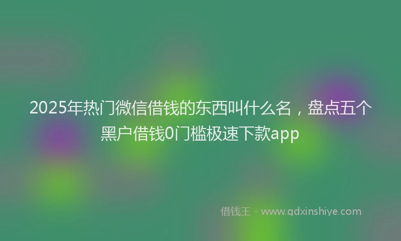 2025年热门微信借钱的东西叫什么名，盘点五个黑户借钱0门槛极速下款app