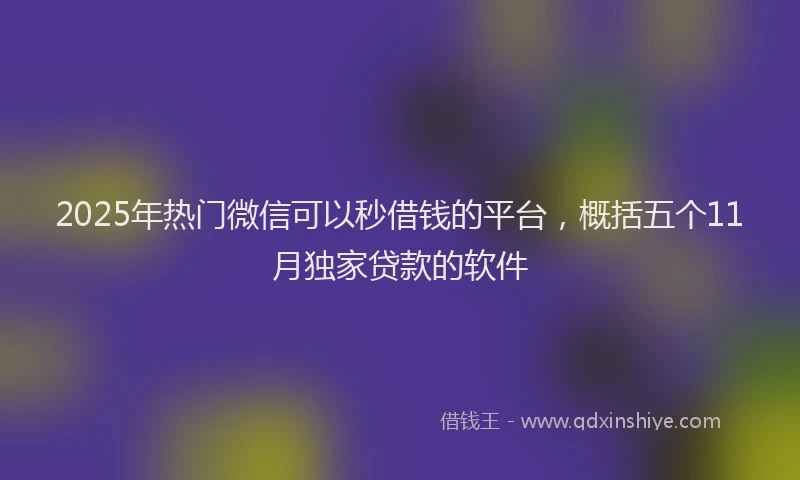 2025年热门微信可以秒借钱的平台，概括五个11月独家贷款的软件