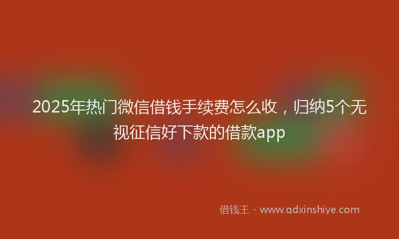 2025年热门微信借钱手续费怎么收，归纳5个无视征信好下款的借款app