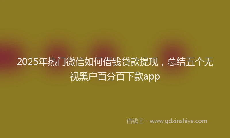 2025年热门微信如何借钱贷款提现，总结五个无视黑户百分百下款app