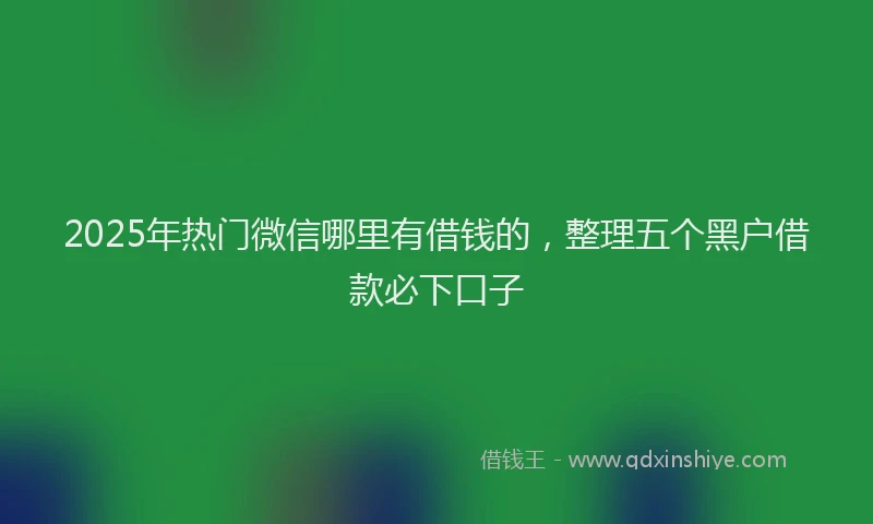 2025年热门微信哪里有借钱的，整理五个黑户借款必下口子