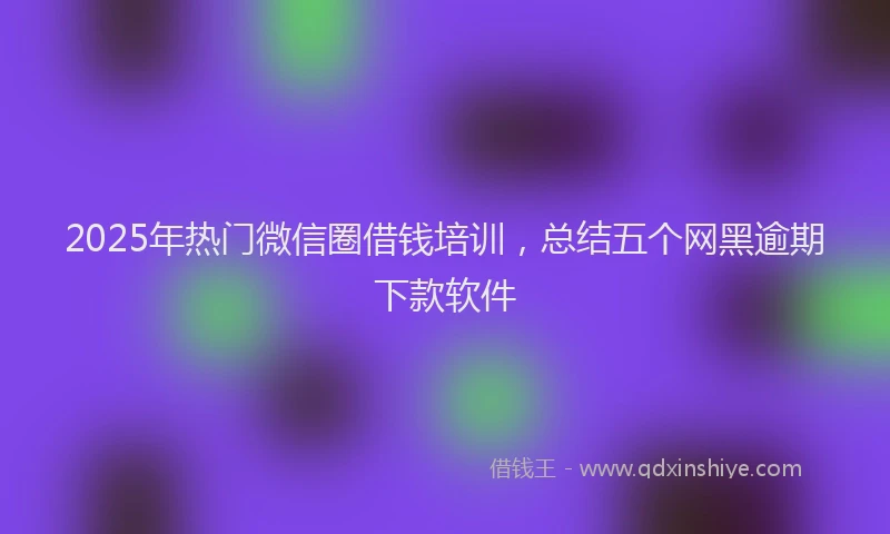 2025年热门微信圈借钱培训，总结五个网黑逾期下款软件